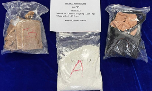 சென்னை விமான நிலையத்தில் கோகேன் போதைப் பொருள் பறிமுதல்- பெண் பயணி கைது