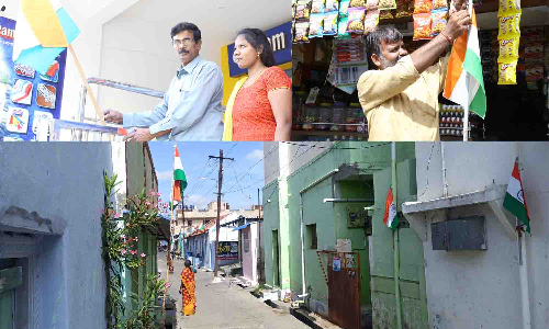 திருப்பூர் மாவட்டத்தில் வீடுகள்-கடைகளில் தேசிய கொடிகள் ஏற்றம்