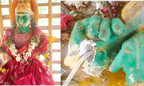 சாணார்பட்டி அருகே அம்மன் சிலையை சேதப்படுத்திய மர்மநபர்கள்