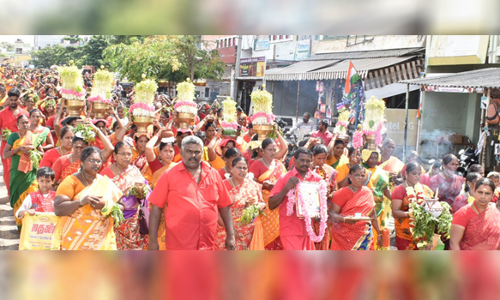 சங்ககிரியில் விவசாயம் செழிக்க வேண்டி  கஞ்சி கலய ஆன்மீக ஊர்வலம்