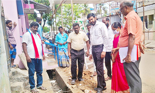 மழைநீர் வடிகால் அமைக்கும் பணி- எம்.எல்.ஏ ஆய்வு