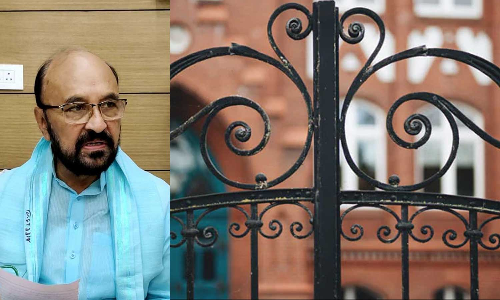 மூடப்பட்டிருந்த கல்லூரி கேட்...வெறுப்படைந்து திரும்பிய அமைச்சர்