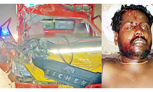 லாரி மீது சரக்கு வேன் மோதல்- டிரைவர் பலி