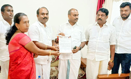 பெரியதாழையில் தூண்டில் வளைவில் மின்விளக்கு கோபுரங்கள் அமைக்க வேண்டும்- மத்திய  மந்திரி எல். முருகனிடம் பா.ஜனதா மாவட்ட தலைவர் மனு