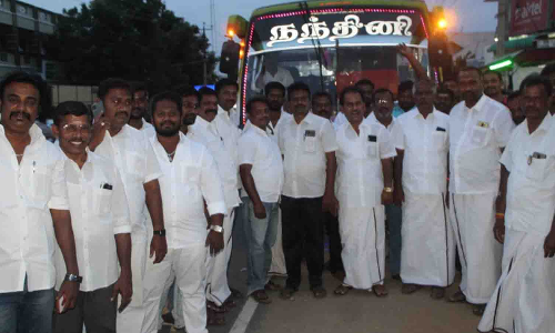 முதல்-அமைச்சர் மு.க.ஸ்டாலினுக்கு மங்கலம் தி.மு.க. சார்பில் உற்சாக வரவேற்பு