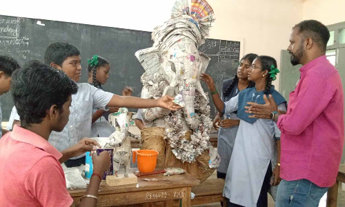 20 கிலோ காகிதத்தில் விநாயகர் சிலையை