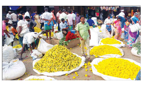 விநாயகர்  சதுர்த்தியையொட்டி   பூக்களின் விலை தருமபுரியில் கிடுகிடு உயர்வு