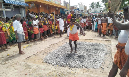 உப்பூர் விநாயகர் கோவில் திருவிழாவில் தீமிதித்த பக்தர்கள்