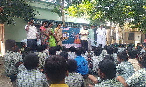 மத்தூர் ஊராட்சி சார்பில்   பள்ளி மாணவர்களிடையே பிளாஸ்டிக் ஒழிப்பு விழிப்புணர்வு