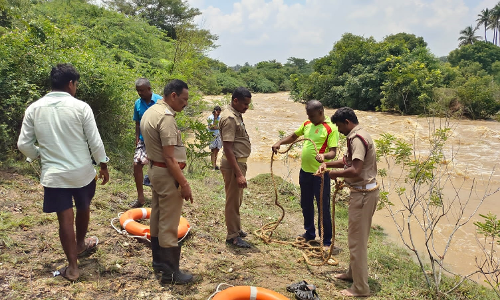 சூளகிரி அருகே  விவசாயியை அடித்து   சென்ற காட்டாற்று வெள்ளம்-    மீட்பு பணியினர் தேடுதல் வேட்டை