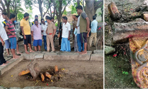 அம்மன் சிலையை பெயர்த்து சேதப்படுத்திய கும்பல்