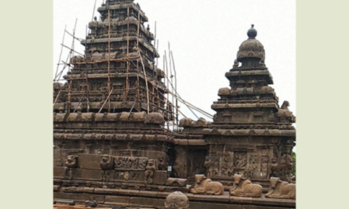 மாமல்லபுரம் புராதன சின்னங்கள் மீது ரசாயனம் பூசி பராமரிப்பு