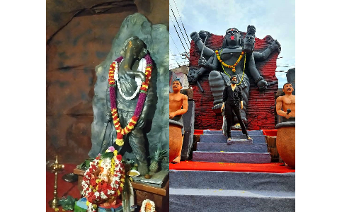 தேன்கனிக்கோட்டையில்  வித்தியாசமாக அமைக்கப்பட்டுள்ள விநாயகர் சிலை  கூட்டம் கூட்டமாக பார்வையிடும் பொதுமக்கள்