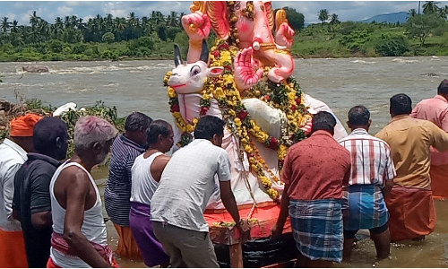 டி.அம்மாபேட்டையில்   விநாயகர் சிலைகள் கரைப்பு