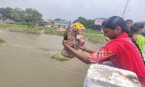 வேலூர் பாலாற்றில் ஆயிரக்கணக்கான விநாயகர் சிலைகள் கரைப்பு