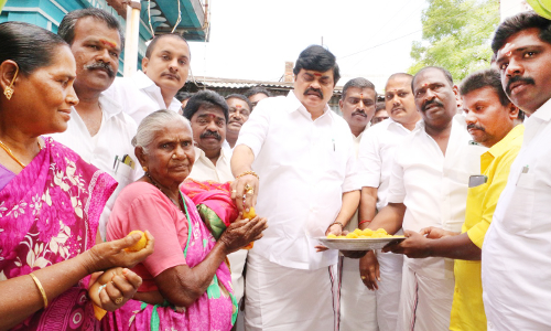 சிலைக்கு முன்னாள் அமைச்சர் கே.டி.ராஜேந்திரபாலாஜி மாலை அணிவித்து மரியாதை