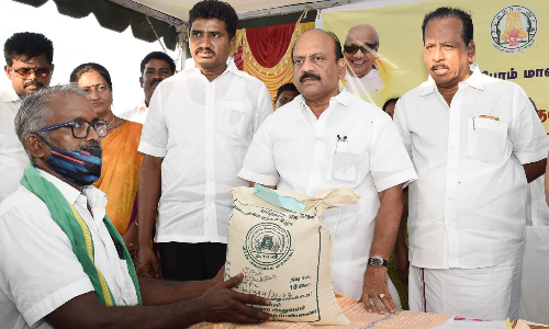 காட்டாங்கொளத்தூர் அருகே நேரடி நெல் கொள்முதல் நிலையம் திறப்பு- அமைச்சர் தா.மோ.அன்பரசன் தொடங்கி வைத்தார்