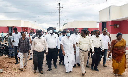 தோட்டனூத்து அகதிகள் முகாம் இறுதி கட்டபணி அமைச்சர் அர.சக்கரபாணி ஆய்வு