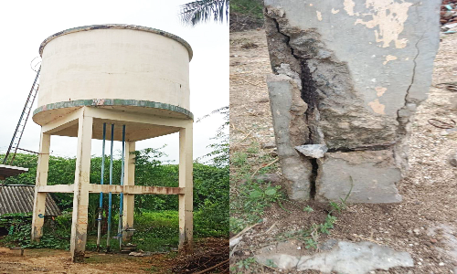 மேல்நிலை நீர்த்தேக்க தொட்டி தூண்கள் சேதம்