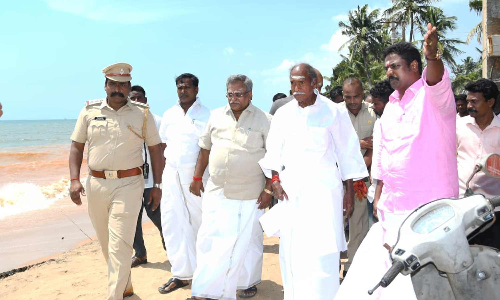கடல் அரிப்பு பகுதியை ரங்கசாமி பார்வையிட்டார்