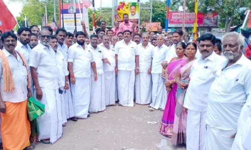 அண்ணா சிலைக்கு தி.மு.க.வினர் மரியாதை