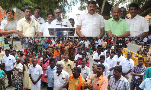 இடுவாய் பகுதியில் டாஸ்மாக் கடையை அகற்றக்கோரி பா.ஜ.௧.வினர் ஆர்ப்பாட்டம்