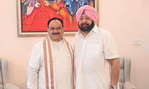 பஞ்சாப் முன்னாள் முதல்வர் அமரிந்தர் சிங், பாஜக தேசிய தலைவர் ஜே.பி.நட்டாவுடன் சந்திப்பு