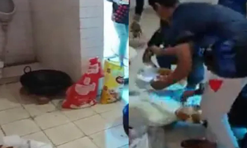 உத்தரபிரதேசத்தில் கபடி வீராங்கனைகளுக்கு கழிவறையில் உணவு பரிமாற்றம்- வீடியோ வைரலானது