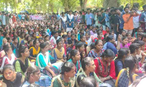 கூடுதல் பஸ்கள் இயக்காததை கண்டித்து அரசு கல்லூரி மாணவ-மாணவிகள் சாலை மறியல்