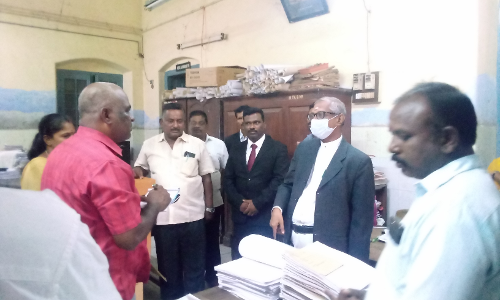 முசிறி சார்பு நீதிமன்றத்தை மாவட்டம் முதன்மை நீதிபதி ஆய்வு