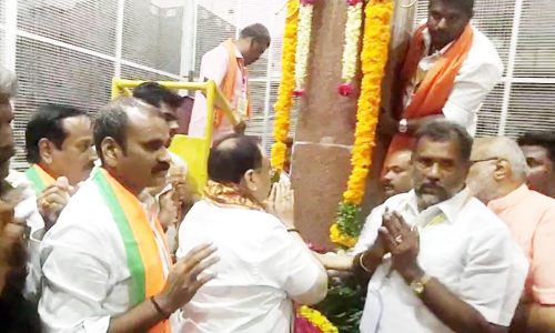 பா.ஜ.க. தலைவர் ஜே.பி.நட்டாவுக்கு உற்சாக வரவேற்பு