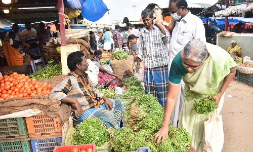 வ.உ.சி. காய்கறி மார்க்கெட்டில் கொத்தமல்லி விலை உயர்வு