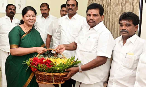 தி.மு.க. மாவட்ட செயலாளர் பதவிக்கு போட்டியிடும் அமைச்சர் அனிதா ராதாகிருஷ்ணன் கனிமொழி எம்.பி.யிடம் ஆசி