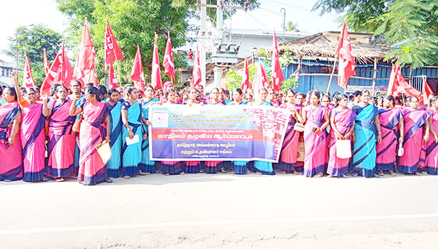 அங்கன்வாடி ஊழியர்கள் ஆர்ப்பாட்டம்