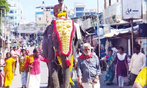 கன்னியாகுமரி பகவதி அம்மன் கோவில் நவராத்திரி விழா: யானை மீது புனித நீர் ஊர்வலம்