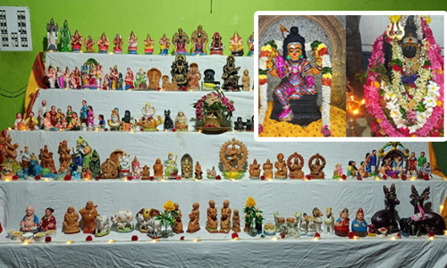 நவராத்திரியை முன்னிட்டு அம்மன் கோவில்களில் கொலு வைத்து வழிபாடு