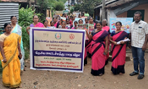 குழந்தை வளர்ச்சி பணிகள்  குறித்த விழிப்புணர்வு ஊர்வலம்