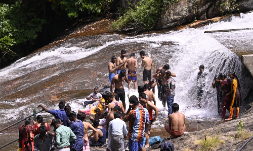 கோவை குற்றாலத்தில் குளித்து மகிழ்ந்த சுற்றுலாபயணிகள்