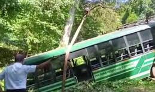 அரசு பஸ் பள்ளத்தில் கவிழ்ந்தது.