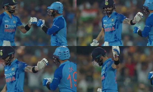 அரை சதத்தை தியாகம் செய்த விராட் கோலி... அதிரடி காட்டிய கார்த்திக்...வைரலாகும் வீடியோ