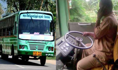 செல்போன் பார்த்துக்கொண்டே பஸ்சை ஓட்டி செல்லும்  டிரைவர்களால் விபத்து அபாயம்