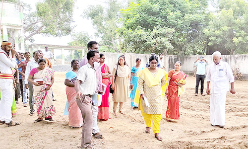 நெல் சேமிப்பு கிடங்கு கட்டுமான பணி- கலெக்டர் ஆய்வு