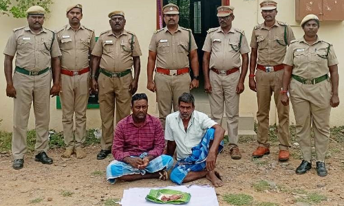 காட்டுபன்றி கறியை பங்கு   வைத்த  2 பேர் கைது - ரூ.39 ஆயிரம் அபராதம்