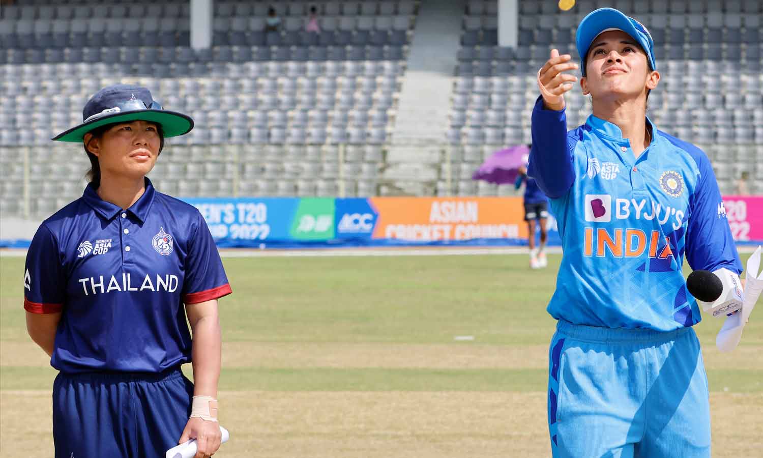பெண்கள் ஆசிய கோப்பை- தாய்லாந்துக்கு எதிராக டாஸ் வென்ற இந்தியா பந்து வீச்சு தேர்வு பெண்கள் ஆசிய கோப்பை- தாய்லாந்துக்கு எதிராக டாஸ் வென்ற இந்தியா பந்து வீச்சு தேர்வு