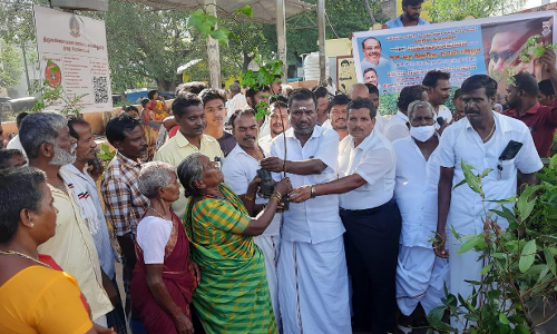 பா.ம.க.வினர் 1100 மரக்கன்றுகள் வழங்கினர்