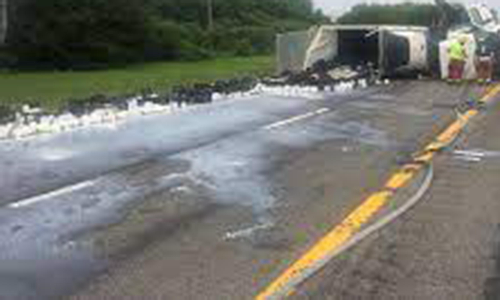 வேன் பள்ளத்தில் கவிழ்ந்து 2,640 லிட்டர் பால் கொட்டியது