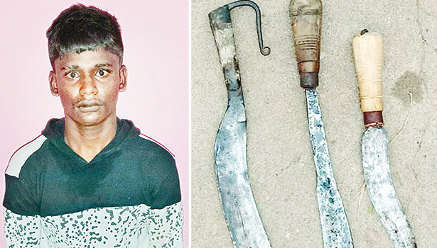 அரிவாளுடன் சுற்றிய 5 பேர் கும்பல்: வாலிபர் கைது - 4 பேர் தப்பி ஓட்டம் அரிவாளுடன் சுற்றிய 5 பேர் கும்பல்: வாலிபர் கைது - 4 பேர் தப்பி ஓட்டம்