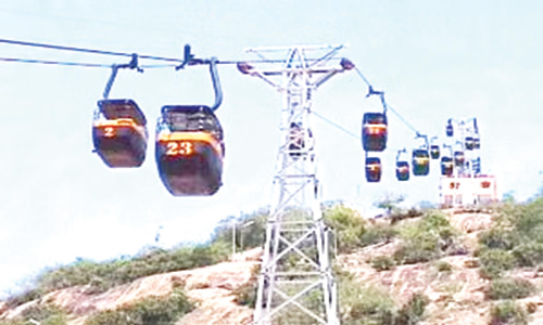 ரோப் கார் பணியை அமைச்சர் காந்தி ஆய்வு