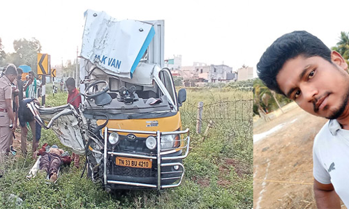 சிமெண்ட் லாரி மோதிய விபத்தில் பால் வேன் டிரைவர் பலி