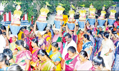 நெல்முடிகரையில் கோவில் திருவிழாவையொட்டி முளைப்பாரி ஊர்வலம்